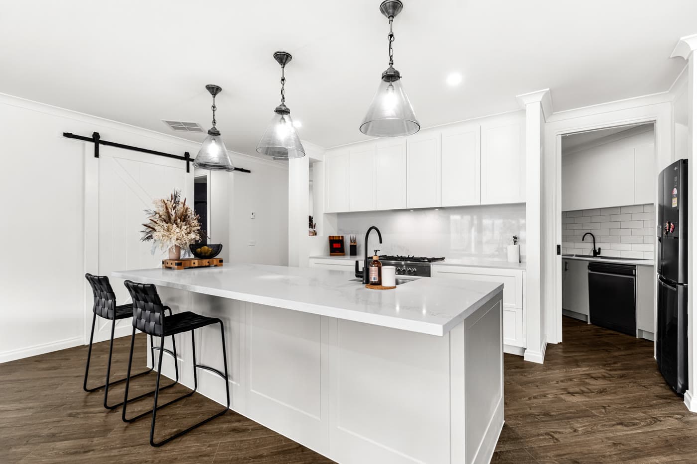 Kitchen with island and pendant lighting, Berwick