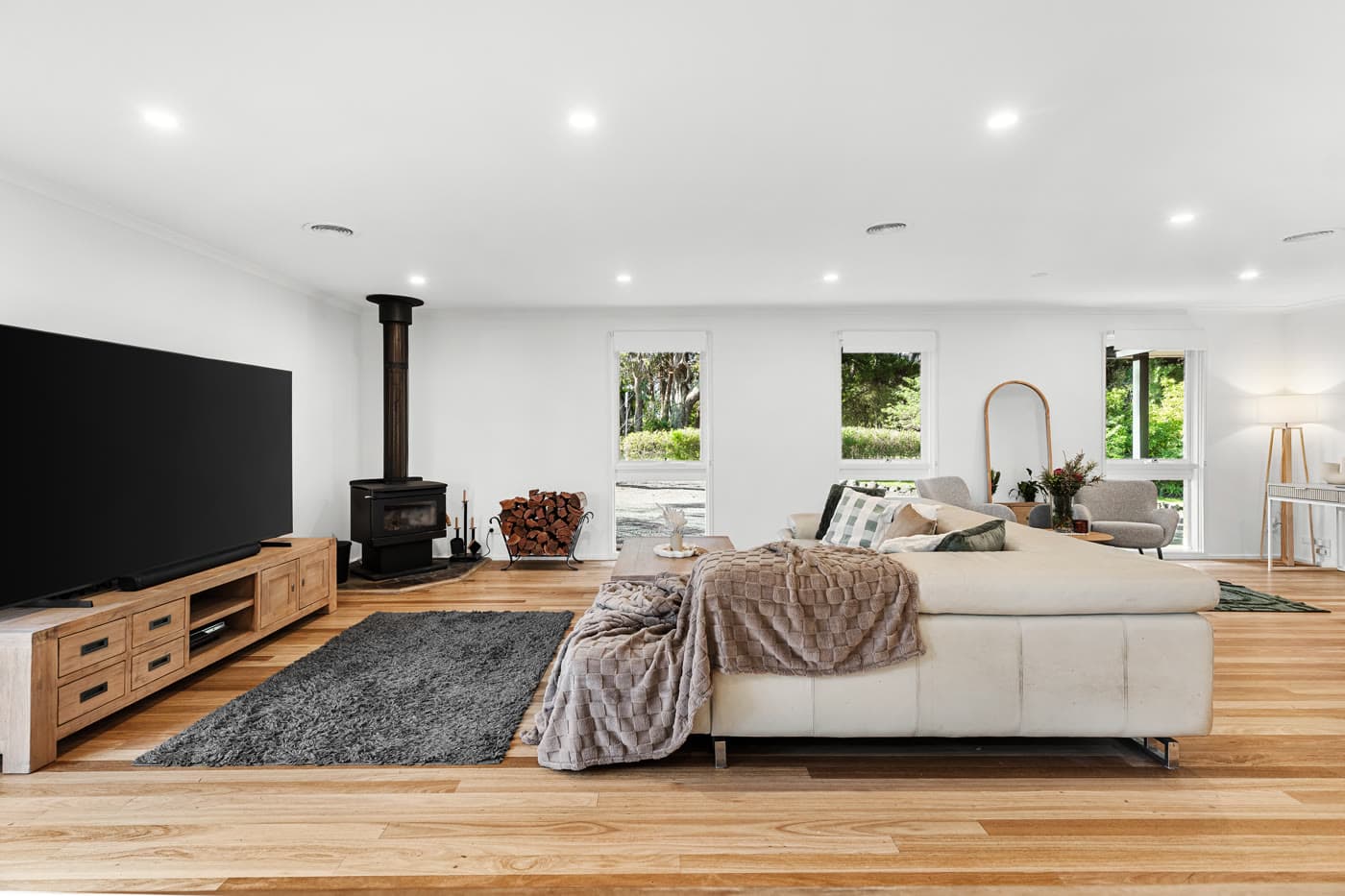 Living room with wood fireplace, Beaconsfield Upper